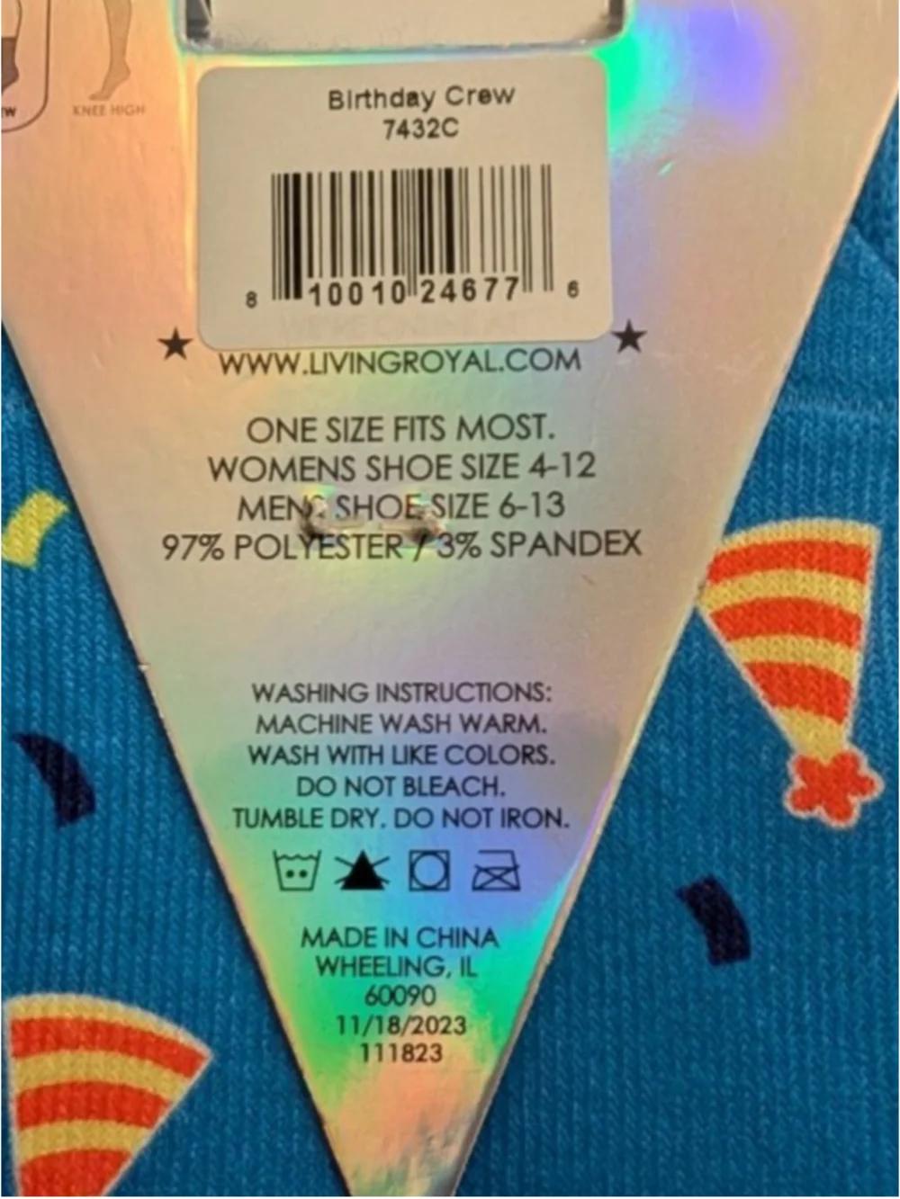 Living Royal Birthday Crew Socks One Size